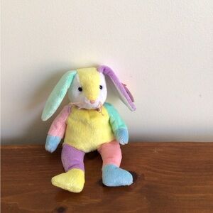 TY Beanie Babies 2002 - DIPPY the Multi-Colored Rabbit, Purple & Yellow Head, 8.